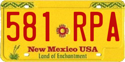 NM license plate 581RPA