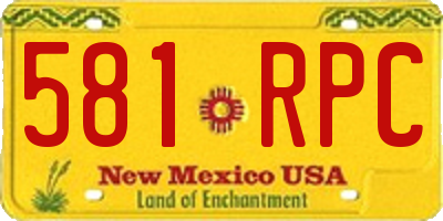 NM license plate 581RPC