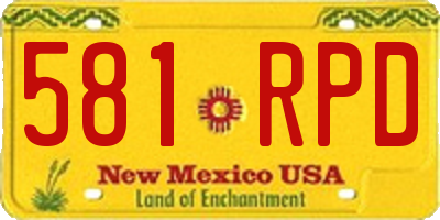 NM license plate 581RPD