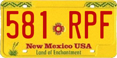 NM license plate 581RPF