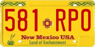 NM license plate 581RPO