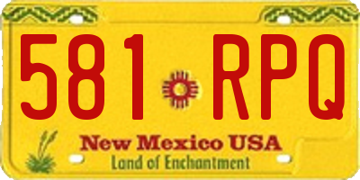 NM license plate 581RPQ