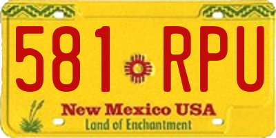 NM license plate 581RPU