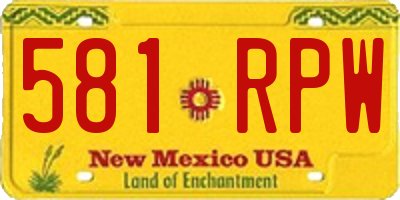 NM license plate 581RPW