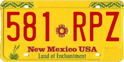 NM license plate 581RPZ