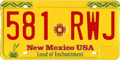 NM license plate 581RWJ