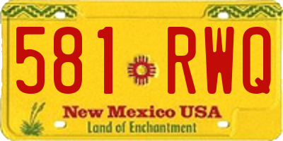 NM license plate 581RWQ