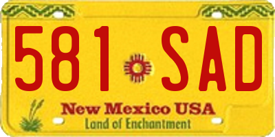 NM license plate 581SAD