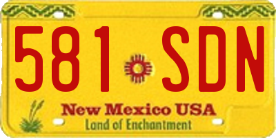 NM license plate 581SDN