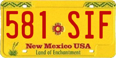 NM license plate 581SIF