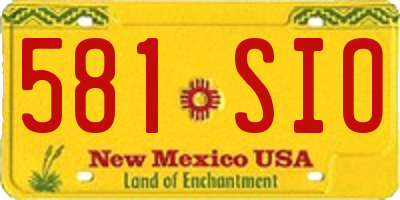 NM license plate 581SIO