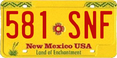 NM license plate 581SNF