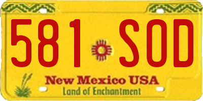 NM license plate 581SOD