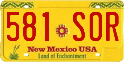 NM license plate 581SOR