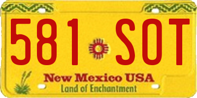 NM license plate 581SOT