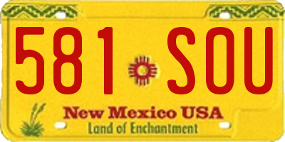 NM license plate 581SOU