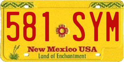 NM license plate 581SYM