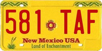 NM license plate 581TAF