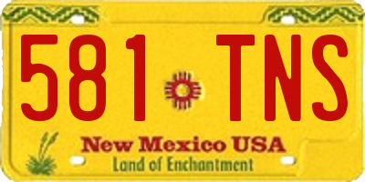 NM license plate 581TNS