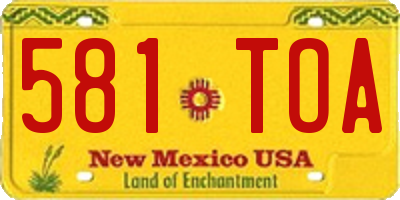 NM license plate 581TOA