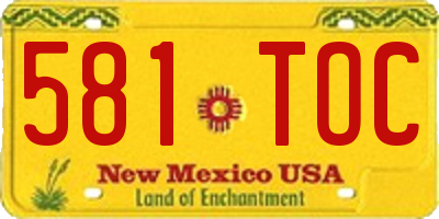NM license plate 581TOC