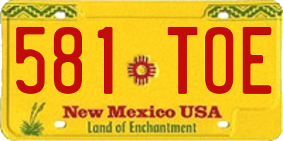 NM license plate 581TOE