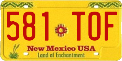 NM license plate 581TOF