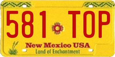 NM license plate 581TOP