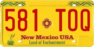 NM license plate 581TOQ