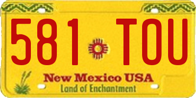 NM license plate 581TOU