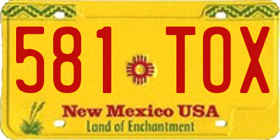 NM license plate 581TOX