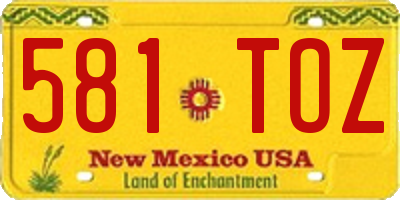 NM license plate 581TOZ