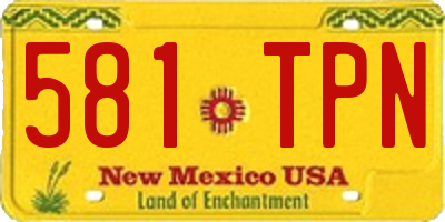 NM license plate 581TPN