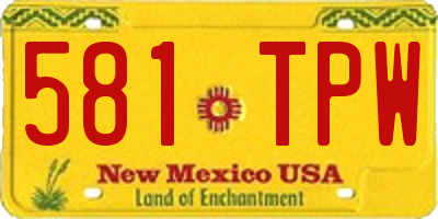 NM license plate 581TPW