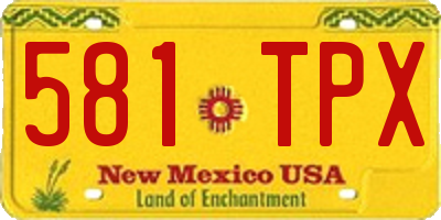 NM license plate 581TPX