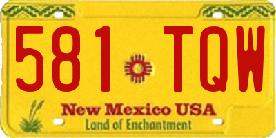 NM license plate 581TQW