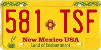 NM license plate 581TSF