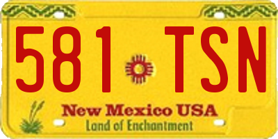 NM license plate 581TSN