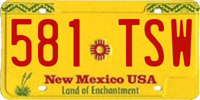 NM license plate 581TSW