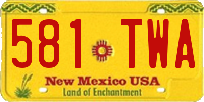 NM license plate 581TWA