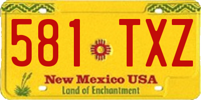 NM license plate 581TXZ