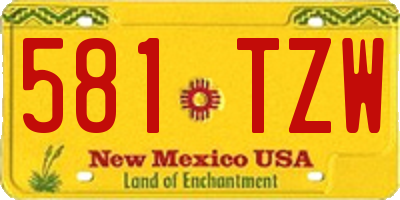 NM license plate 581TZW