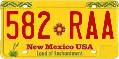 NM license plate 582RAA