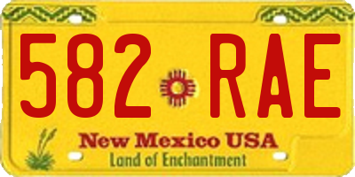 NM license plate 582RAE