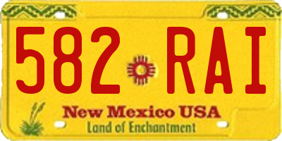 NM license plate 582RAI
