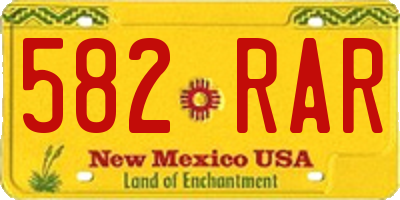 NM license plate 582RAR