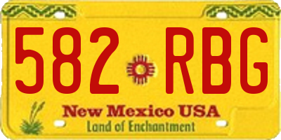 NM license plate 582RBG