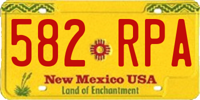 NM license plate 582RPA