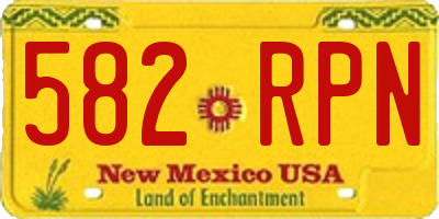 NM license plate 582RPN