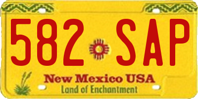 NM license plate 582SAP